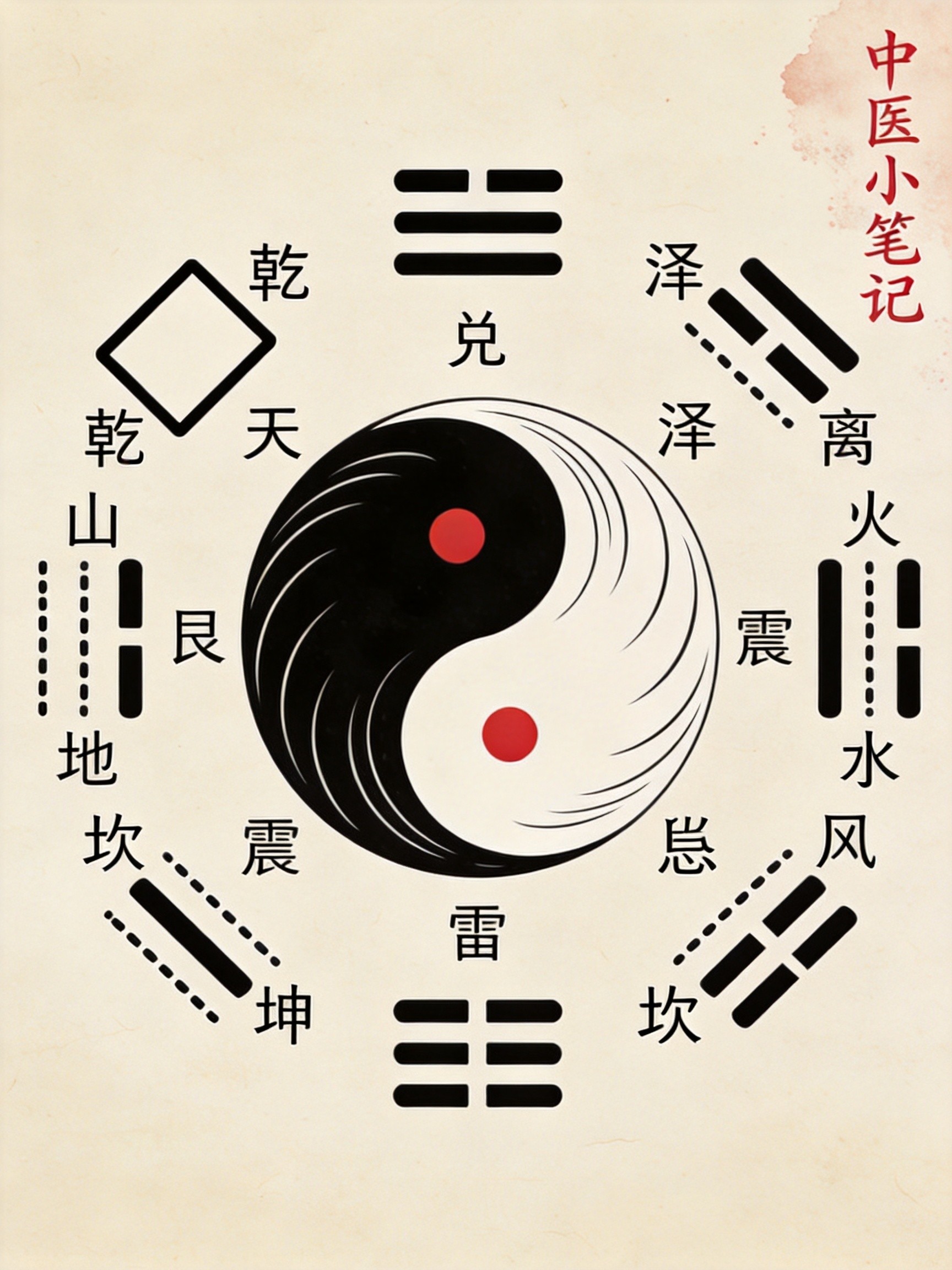 先天八卦图(AI生成,仅供参考)