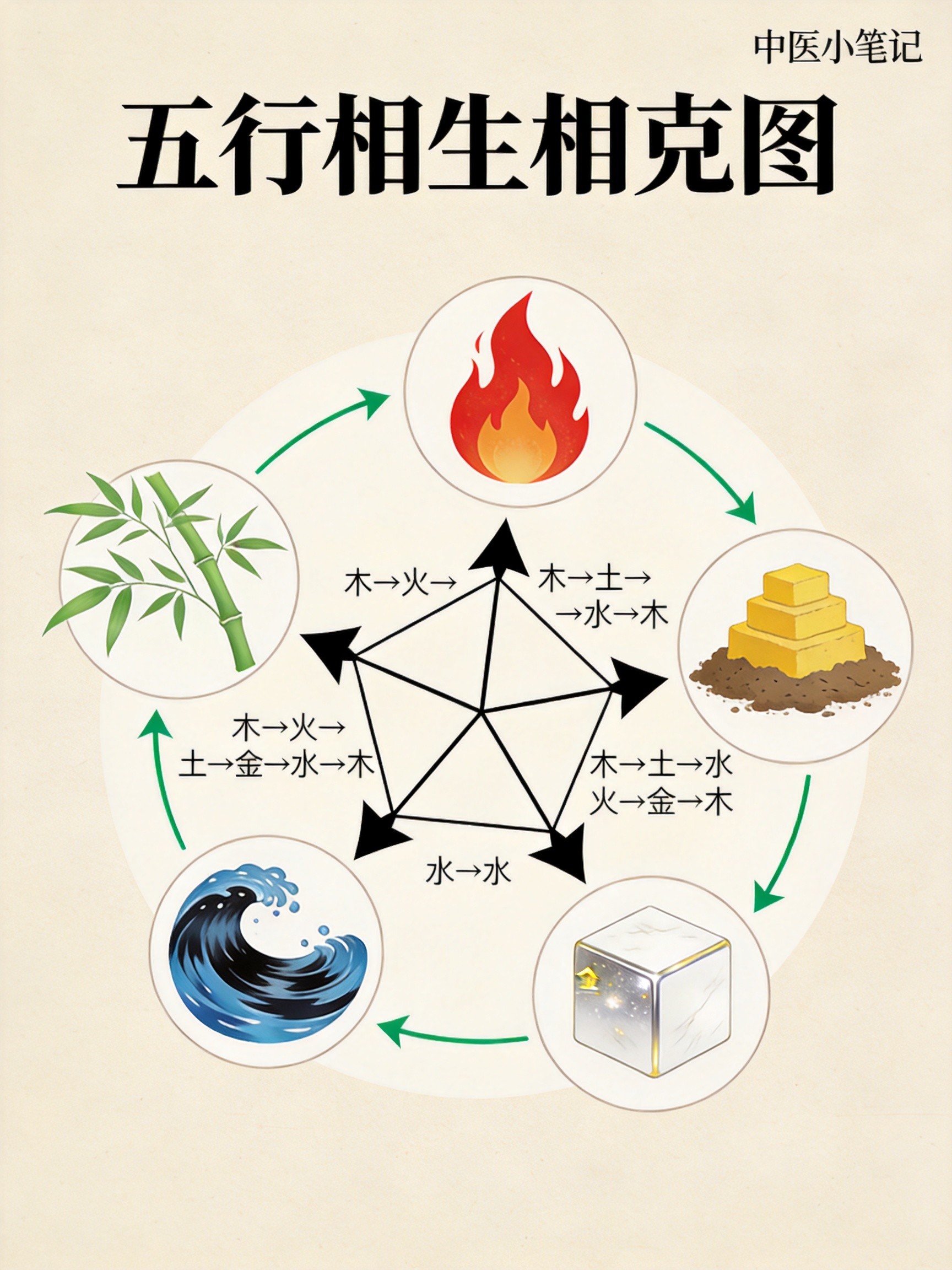 五行相生相克图（AI生成，仅供参考）